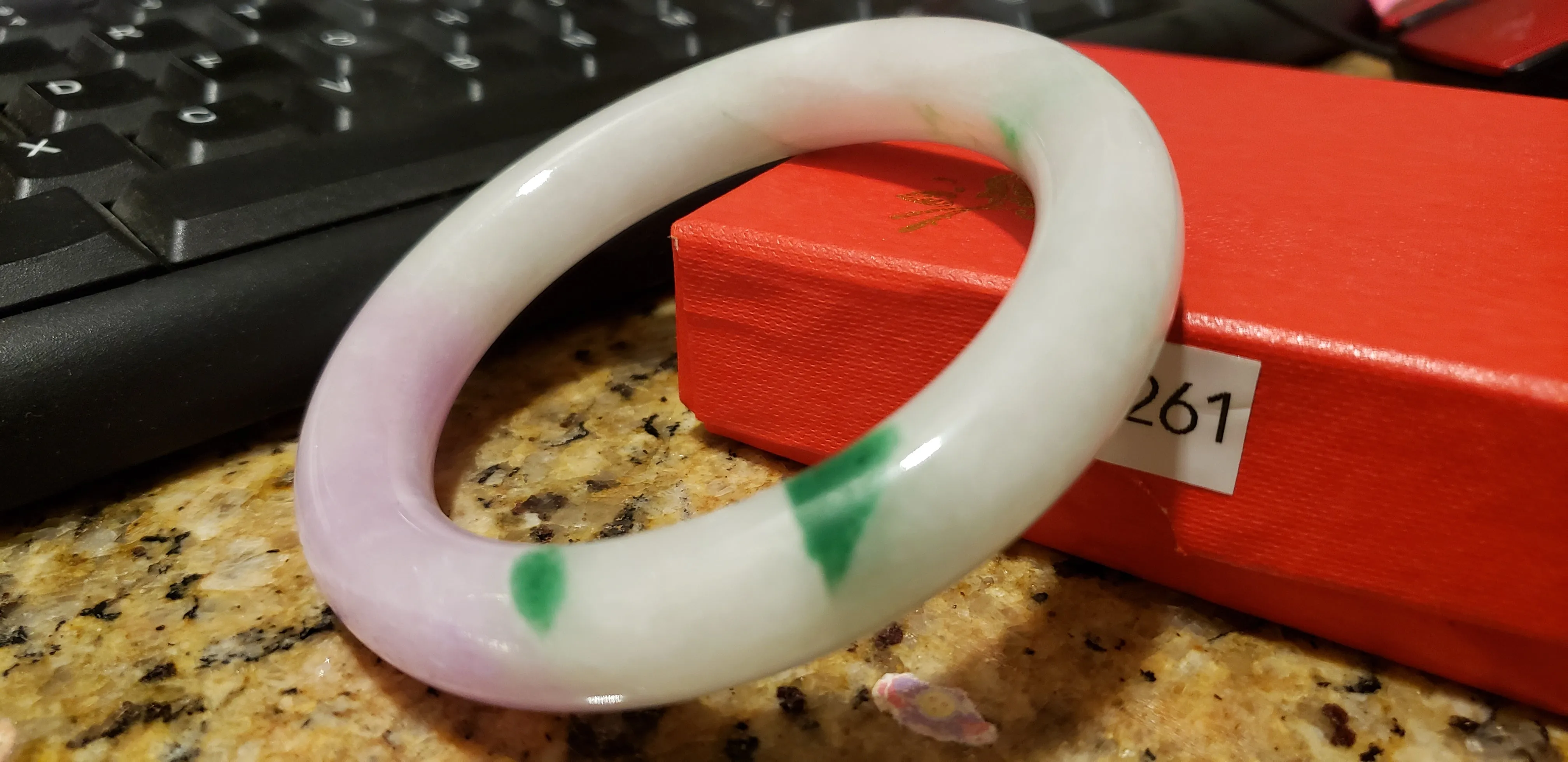 10% OFF- 57/58/59mm Certified Natural Lavender Jadeite Emerald A*Jade HandCarved Lucky Round Bracelet Bangle GX261