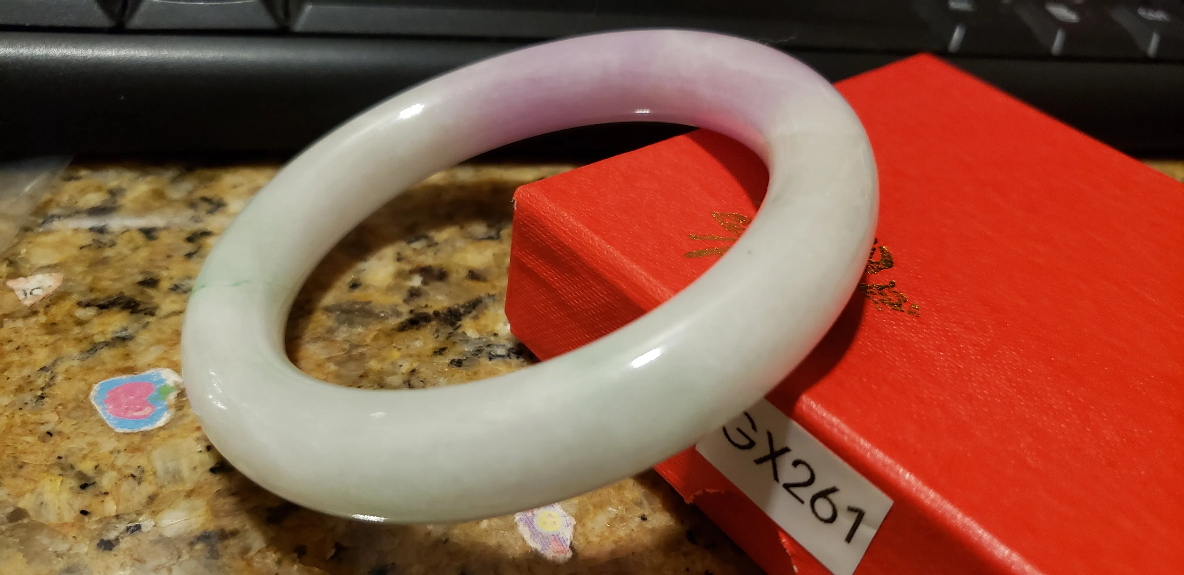 10% OFF- 57/58/59mm Certified Natural Lavender Jadeite Emerald A*Jade HandCarved Lucky Round Bracelet Bangle GX261