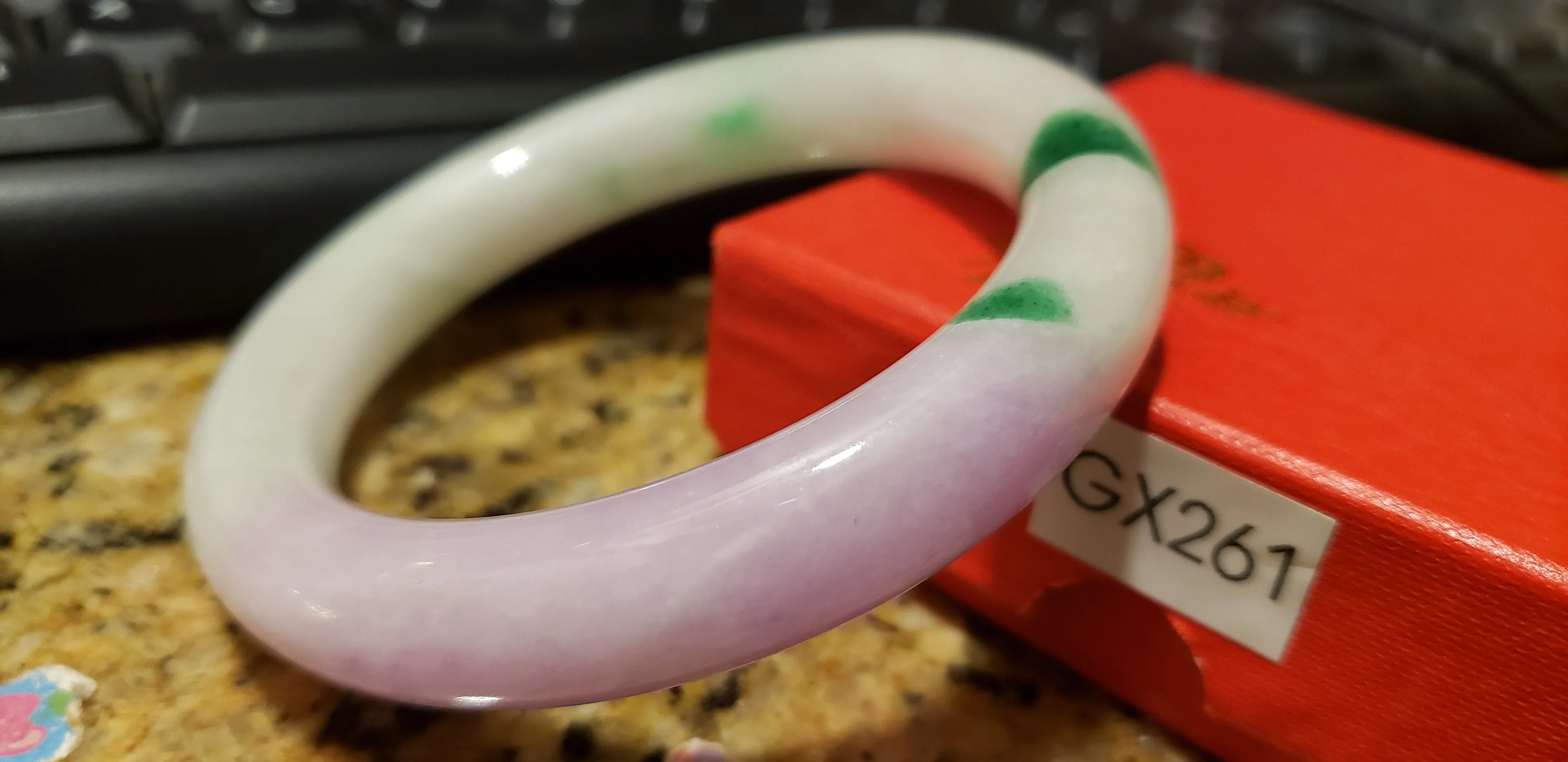 10% OFF- 57/58/59mm Certified Natural Lavender Jadeite Emerald A*Jade HandCarved Lucky Round Bracelet Bangle GX261