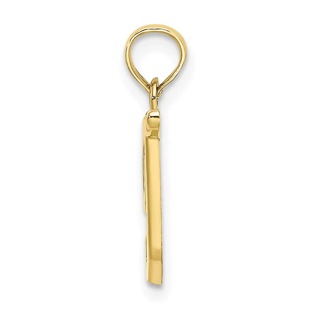 10k Yellow Gold Polished T Script Initial Charm