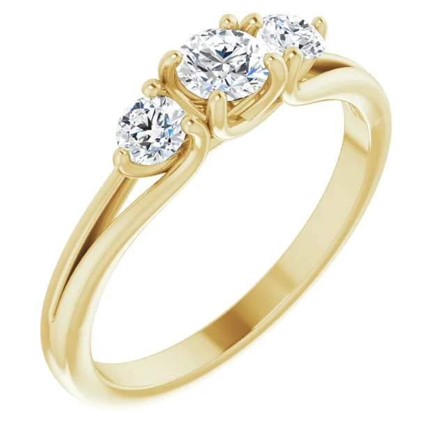 1/2 CTW Diamond Three-Stone Engagement Ring - Primary Stone Size 4 MM