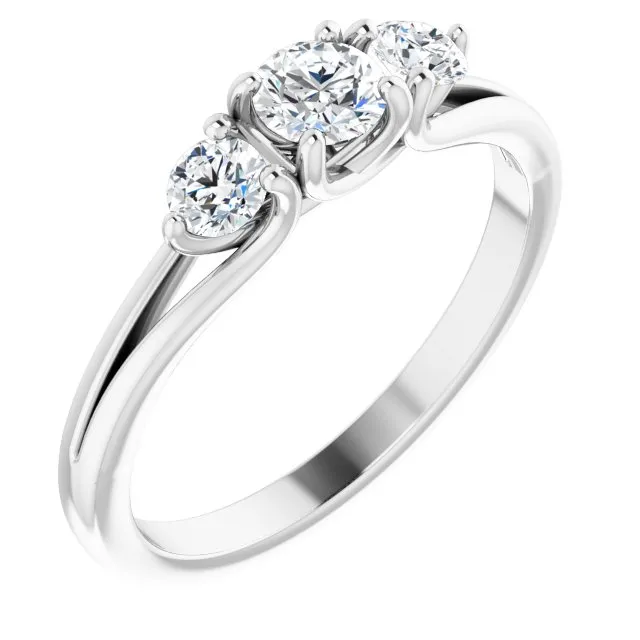 1/2 CTW Diamond Three-Stone Engagement Ring - Primary Stone Size 4 MM