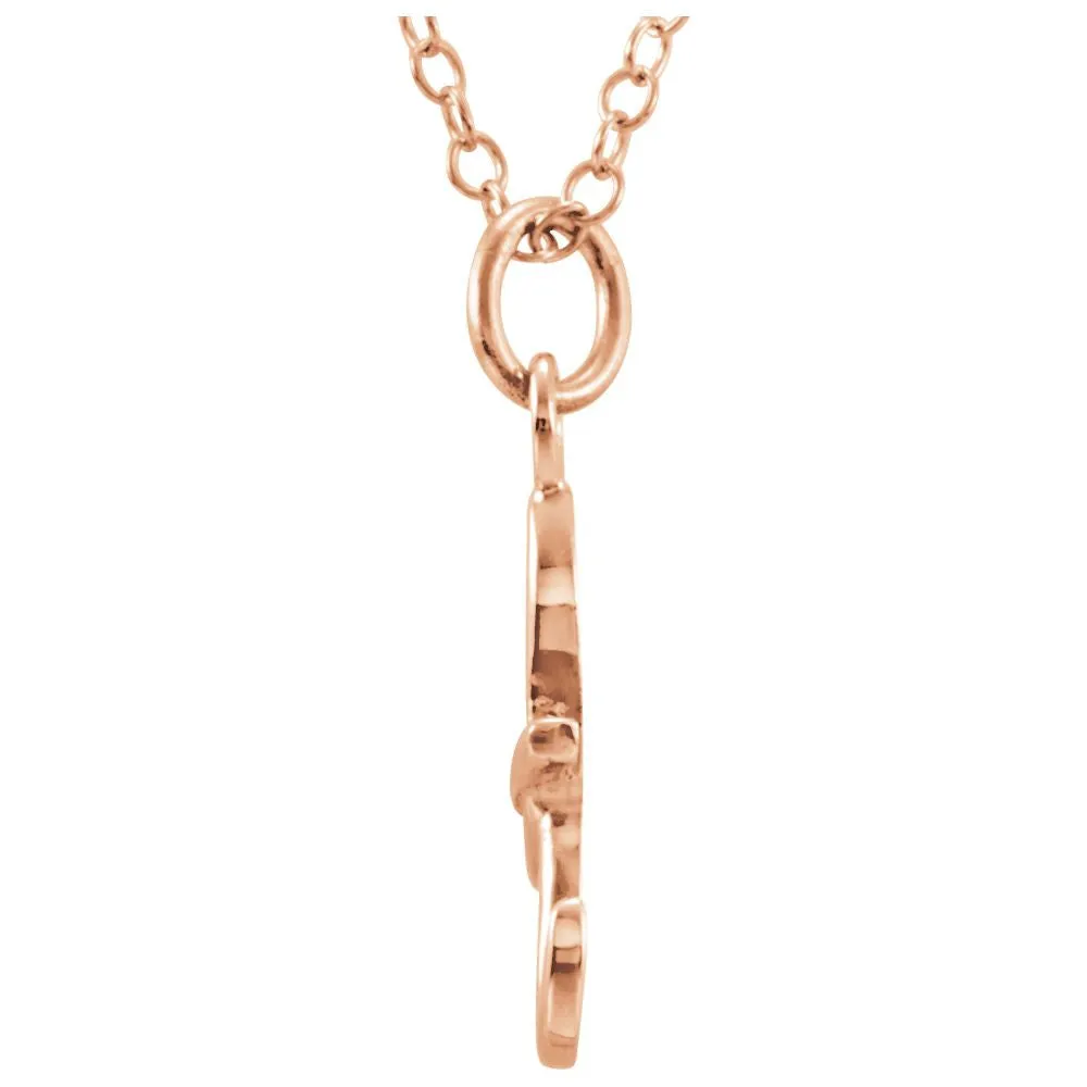 14k Rose Gold Letter "T" Lowercase Script Initial Necklace