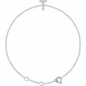 14K White .05 CTW Diamond Initial T 6-7" Bracelet