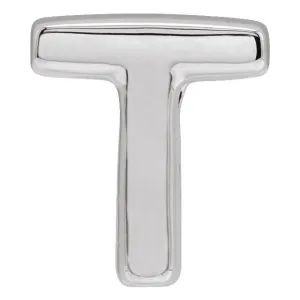 14K White Gold Block Initial T Slide Pendant