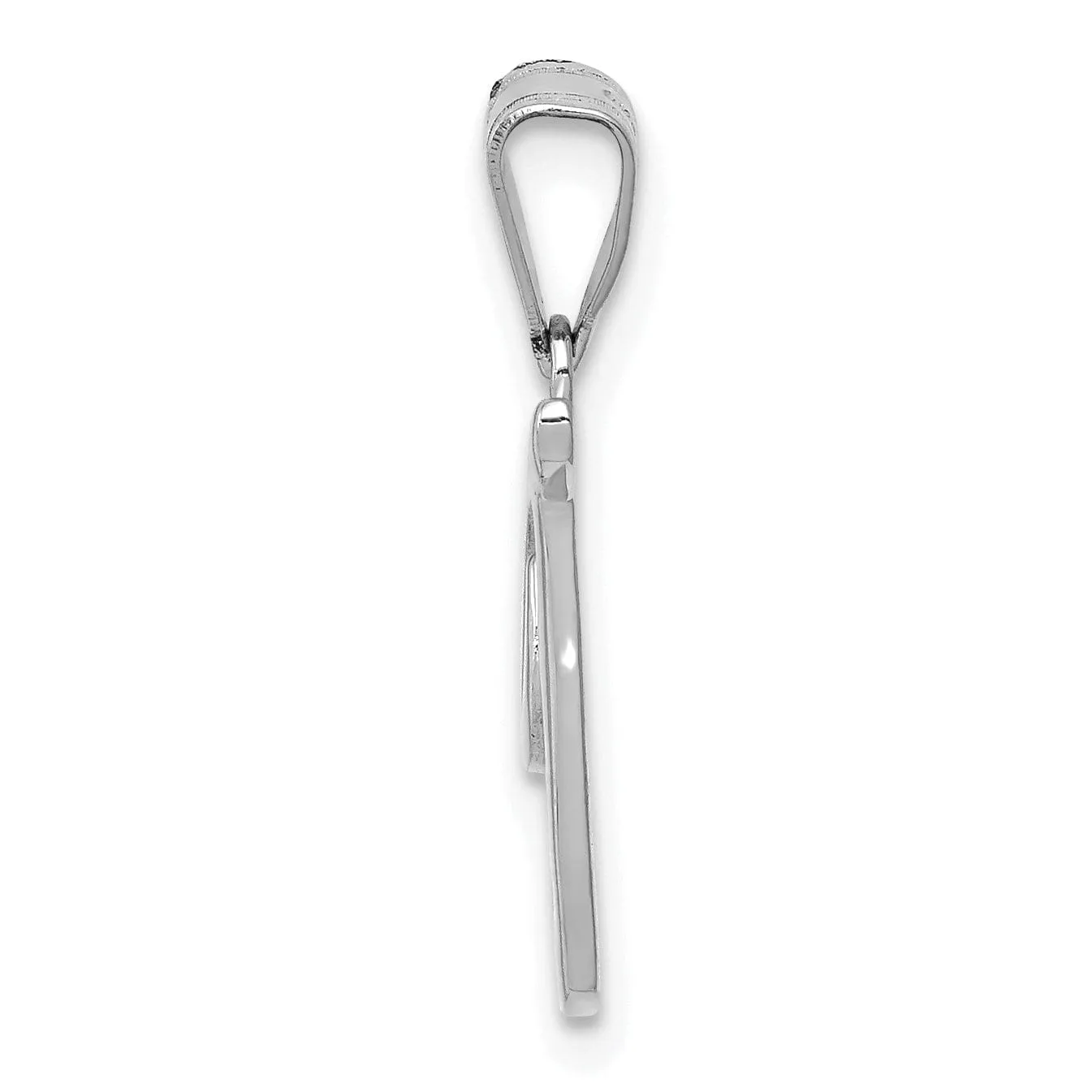 14K White Gold Medium Size Script Design Letter T Initial Charm Pendant