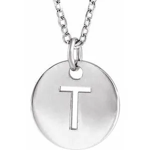 14K White Initial T 16-18" Necklace