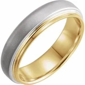 14K Yellow & White 6 mm Edged Band with Brushed Finished Size 9.5