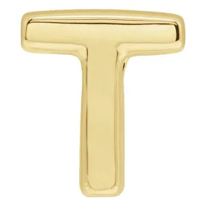 14K Yellow Gold Block Initial T Slide Pendant
