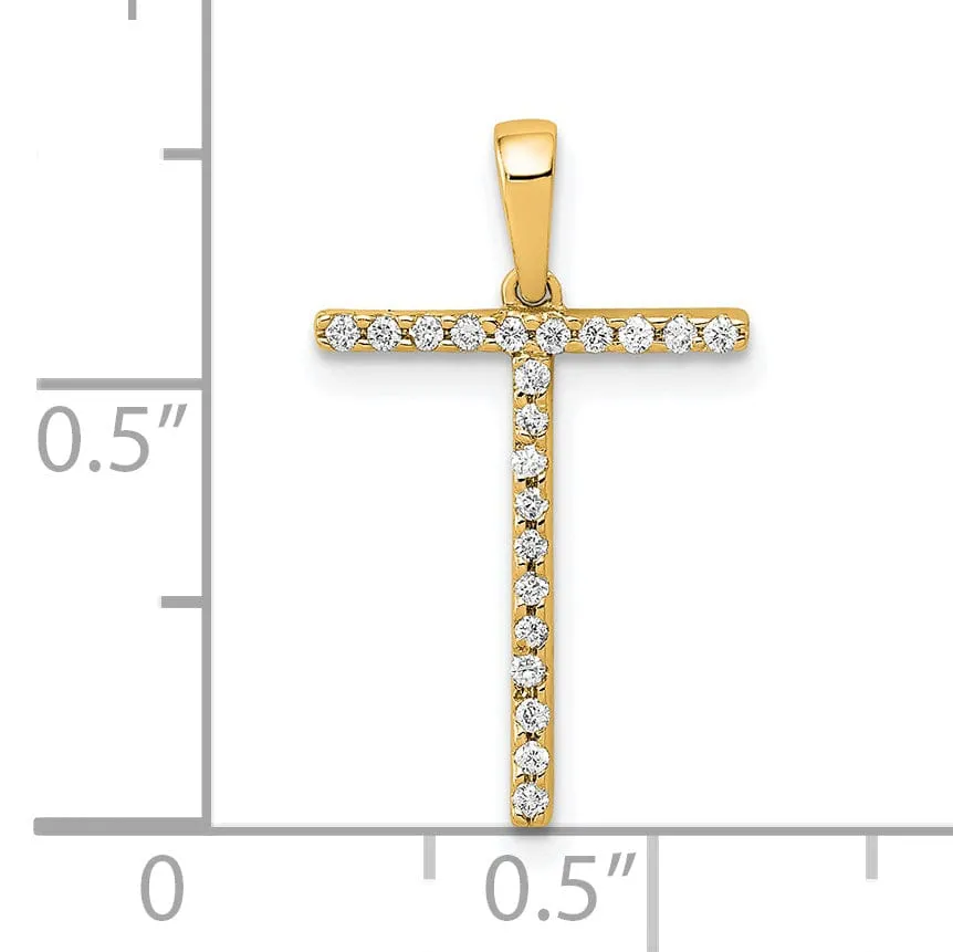 14K Yellow Gold Diamond 0.084-CT Block Letter T Initial Charm Pendant