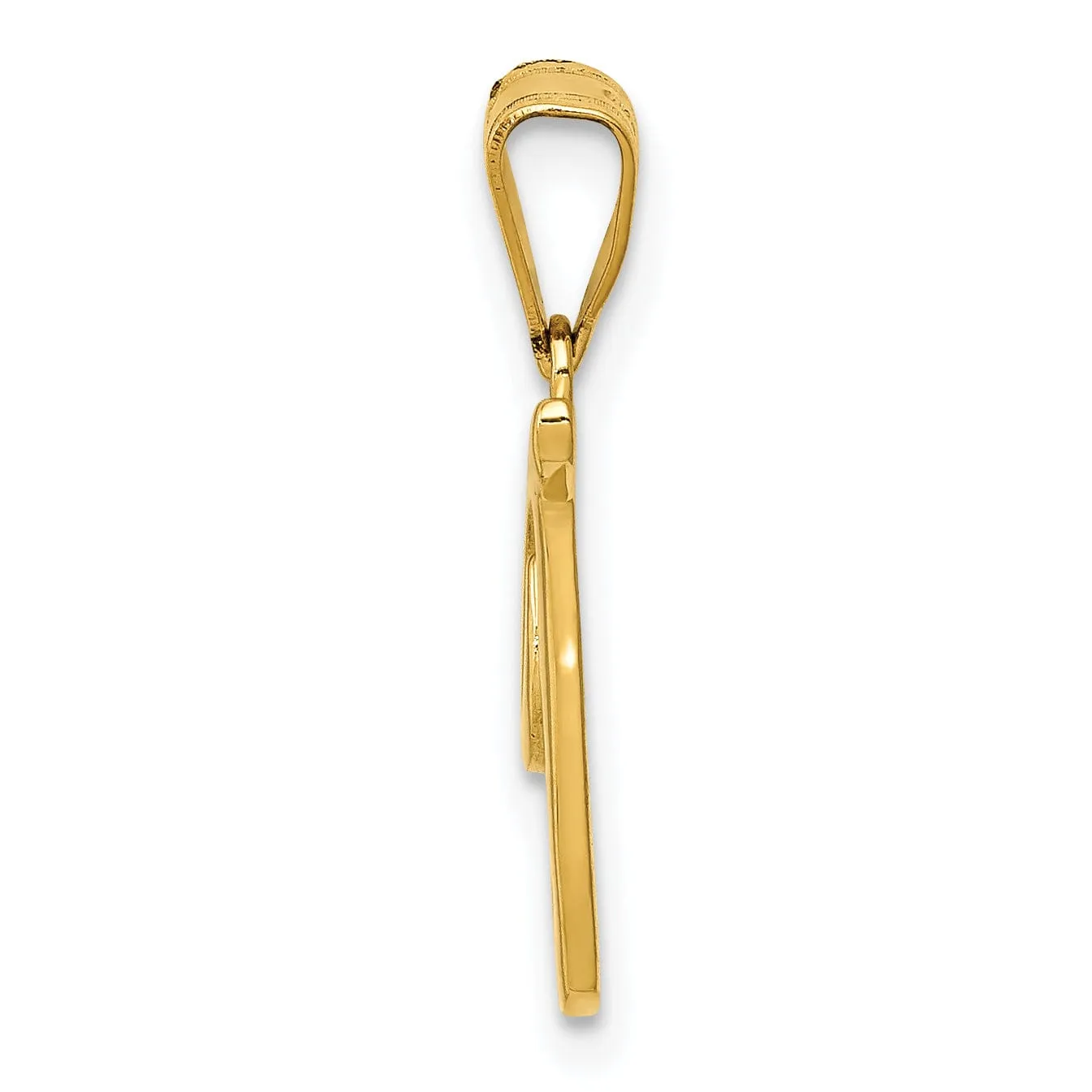14K Yellow Gold Medium Size Script Design Letter T Initial Pendant