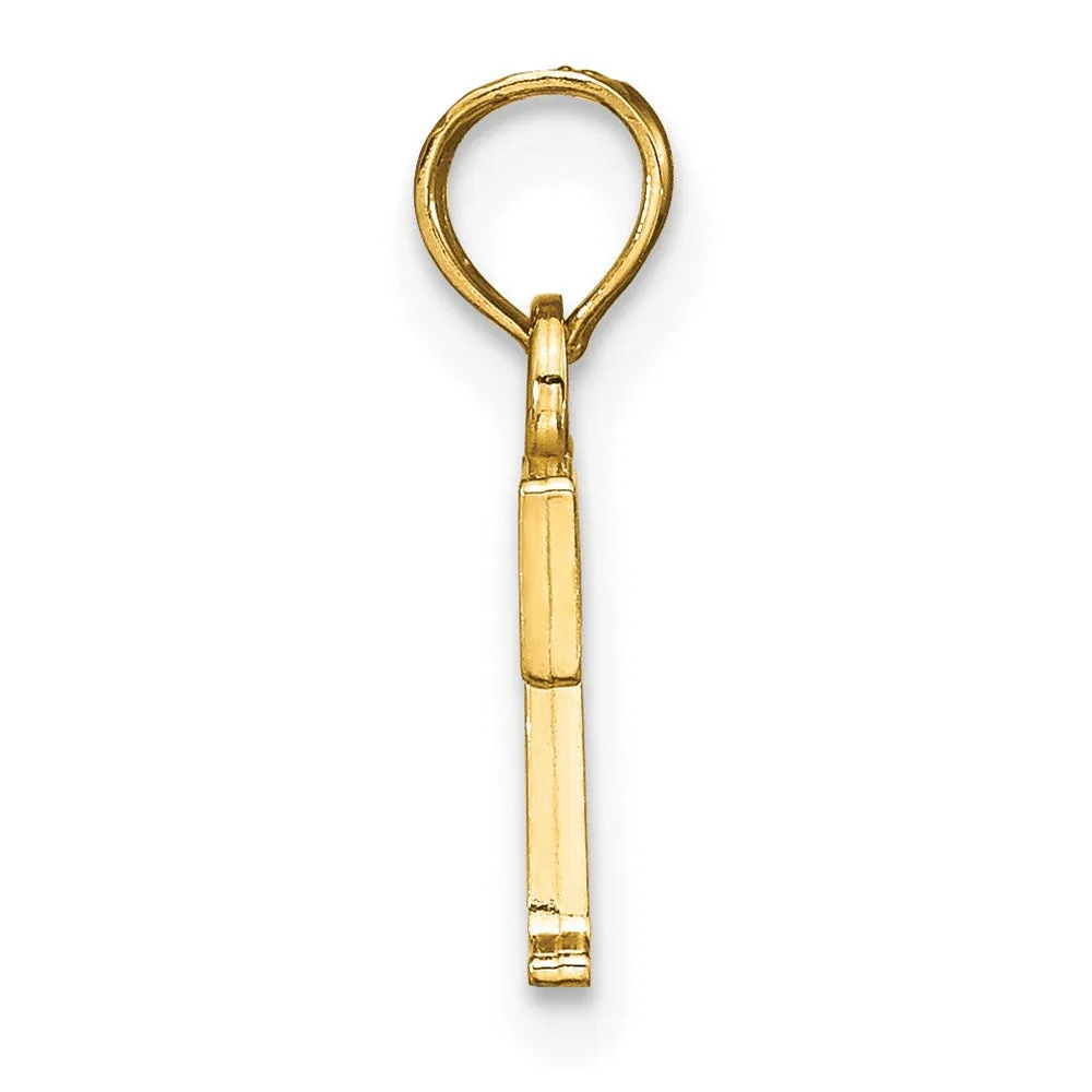 14k Yellow Gold Polished Block Letter T Initial Pendant
