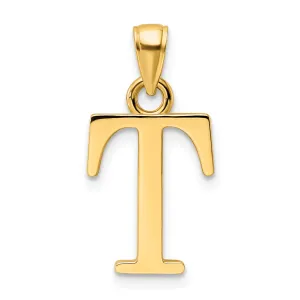 14K yellow gold Polished finish Letter Large T Pendant