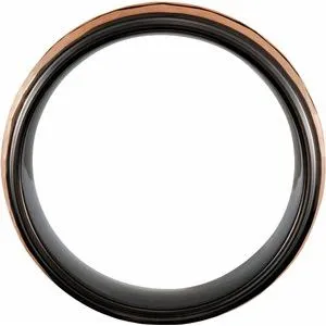 18k Rose Gold PVD & Black PVD Tungsten Grooved Band TAR52181 - 8 mm