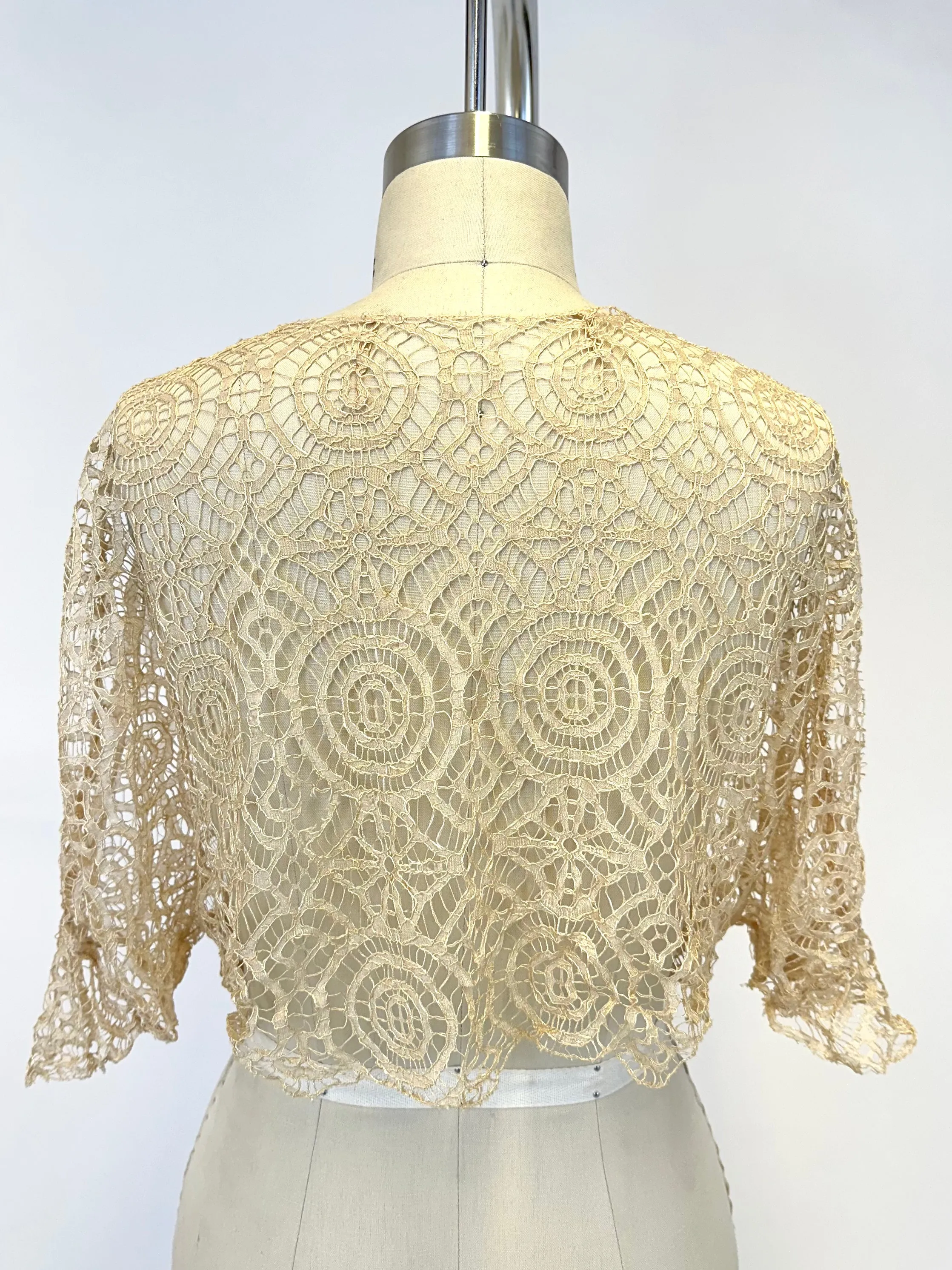 20s Silk Crochet Embroidered Bolero