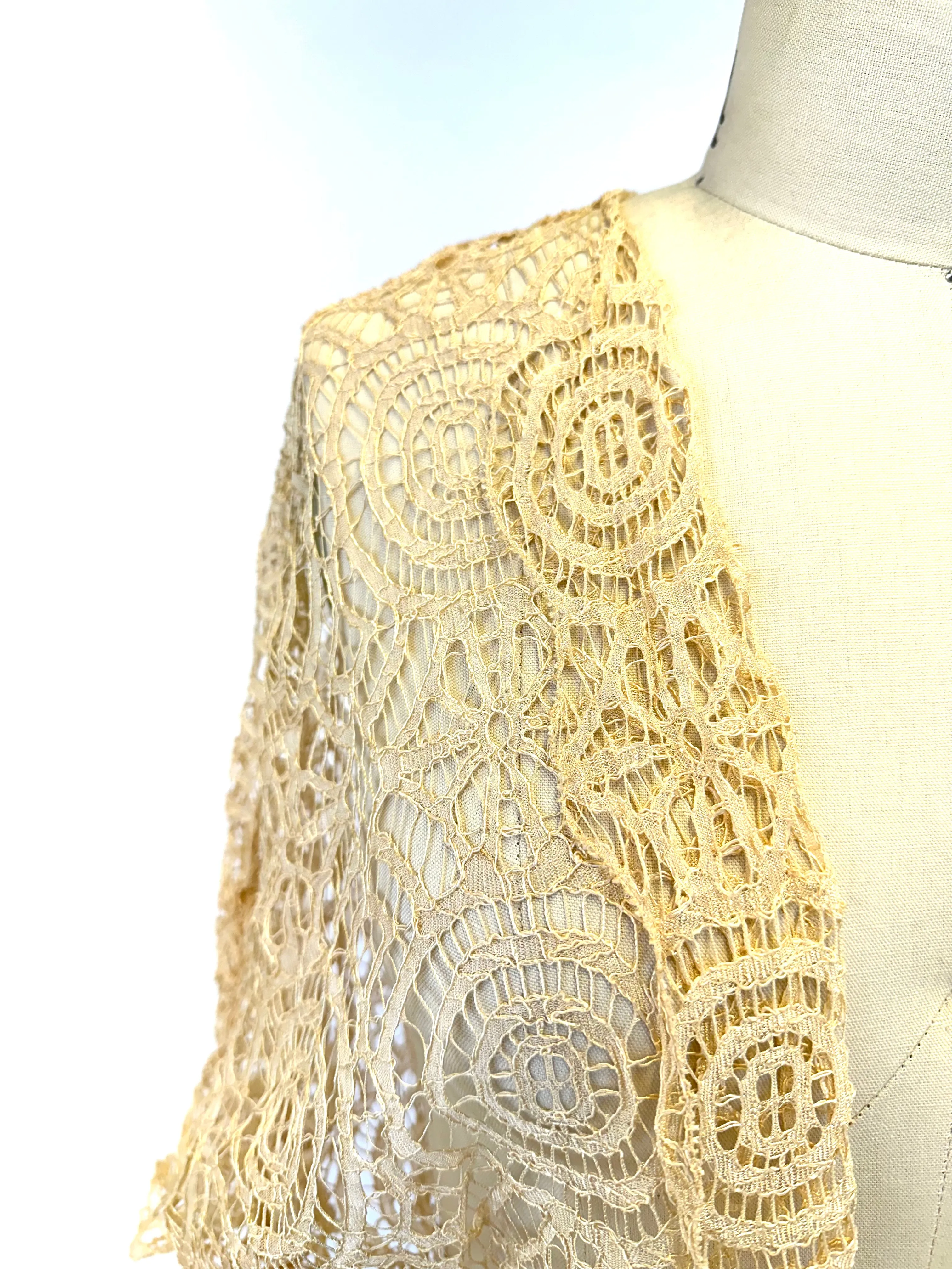 20s Silk Crochet Embroidered Bolero