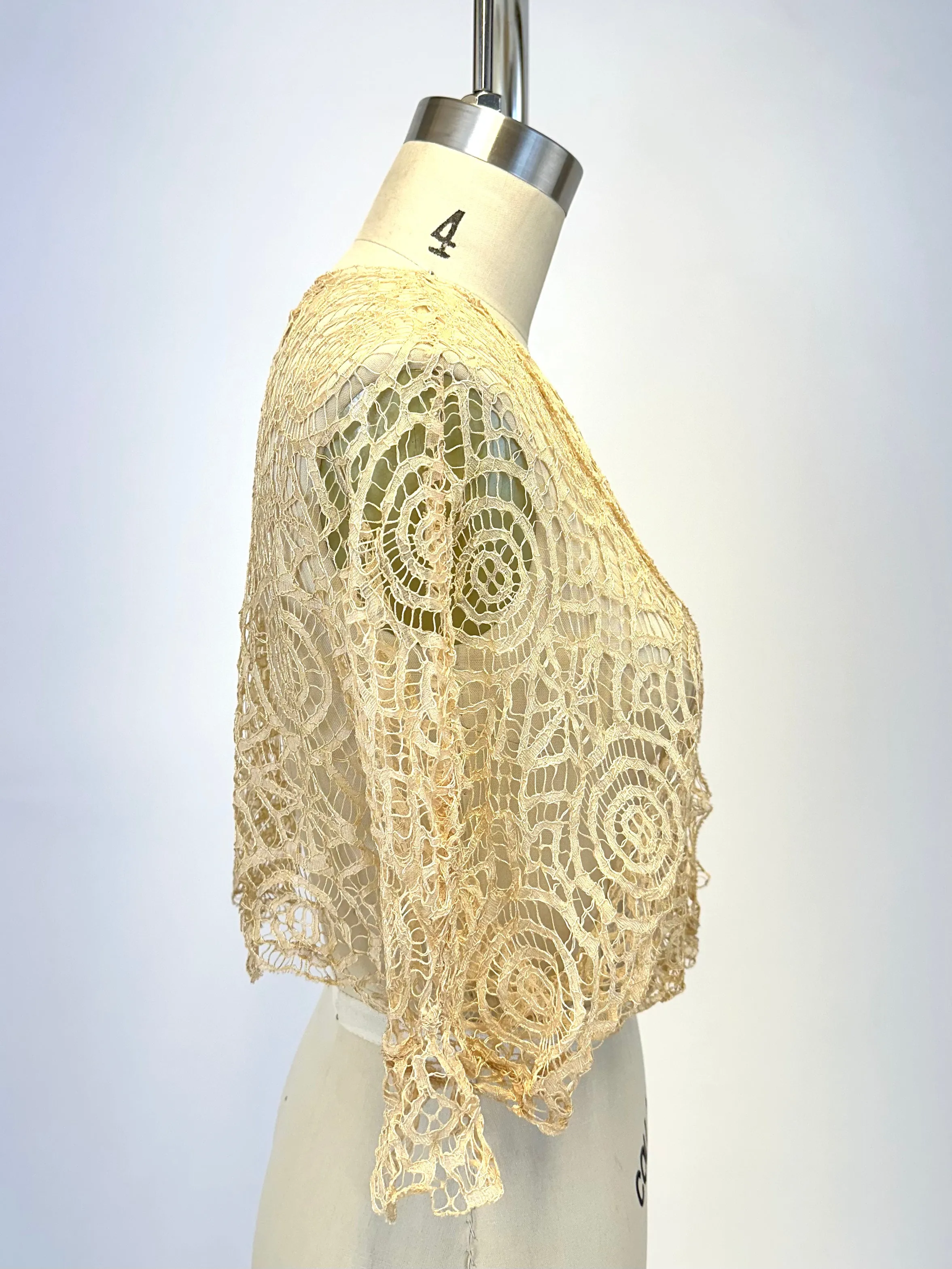 20s Silk Crochet Embroidered Bolero