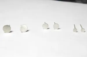 3 Pairs of Circle Stud Earrings – 4mm, 5mm, 6mm – Gold, Silver, Copper – Matte or Polished - 0044