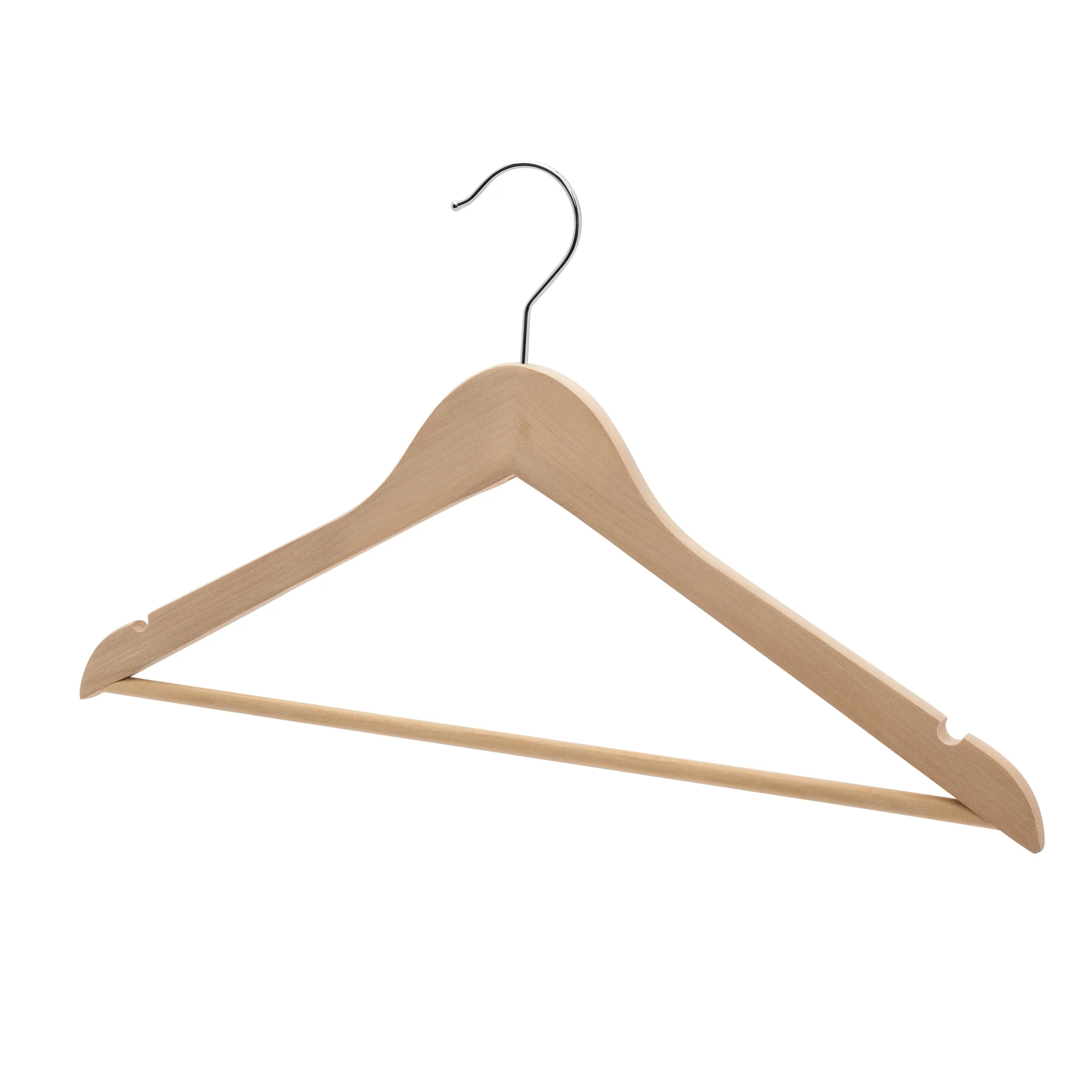 43cm Premium Natural Raw Wood Coat Hanger With Bar & NO Lacquer 12mm thick Sold in Bundle of 10/20/50