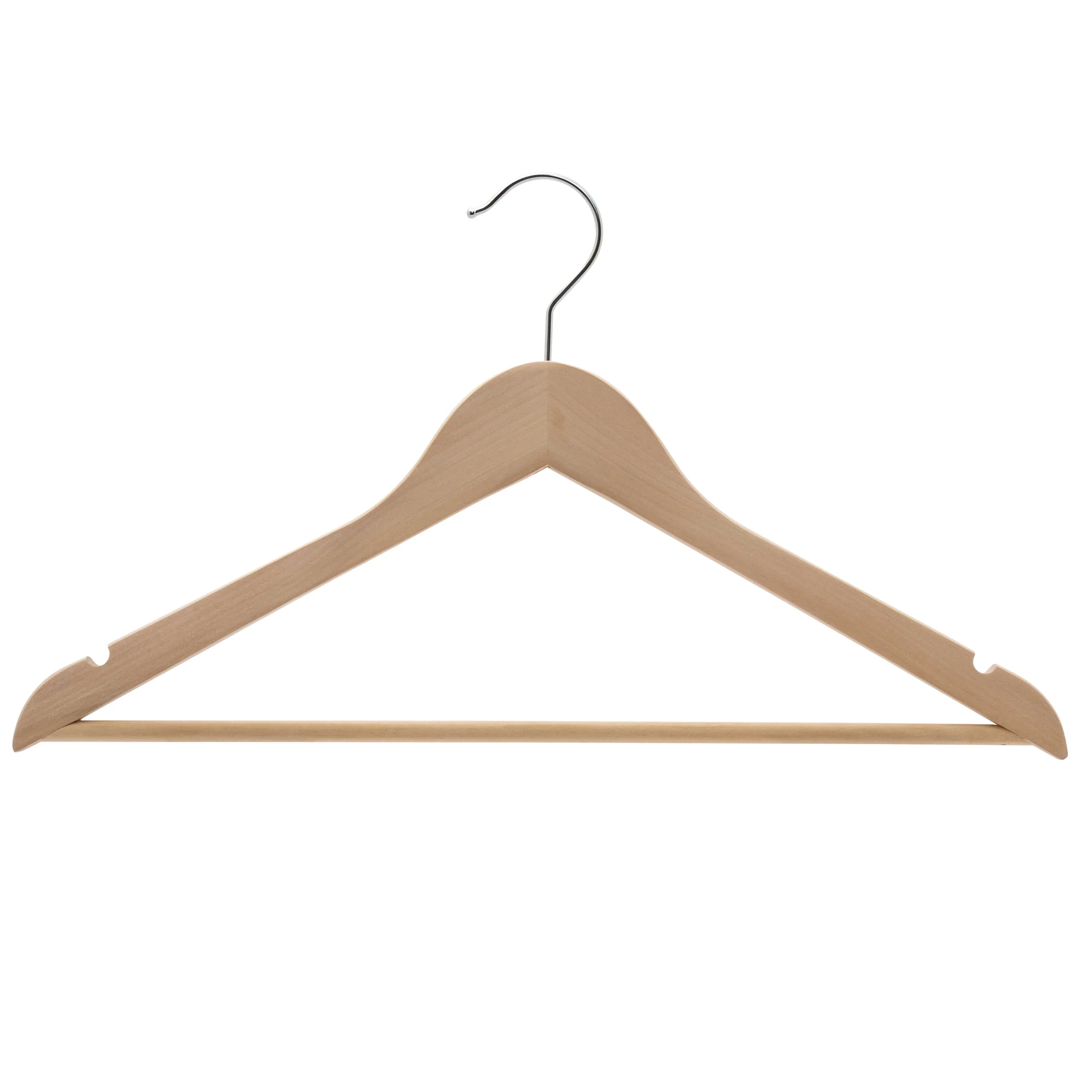 43cm Premium Natural Raw Wood Coat Hanger With Bar & NO Lacquer 12mm thick Sold in Bundle of 10/20/50