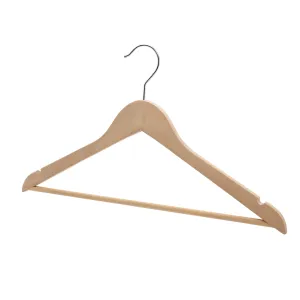 43cm Premium Natural Raw Wood Coat Hanger With Bar & NO Lacquer 12mm thick Sold in Bundle of 10/20/50