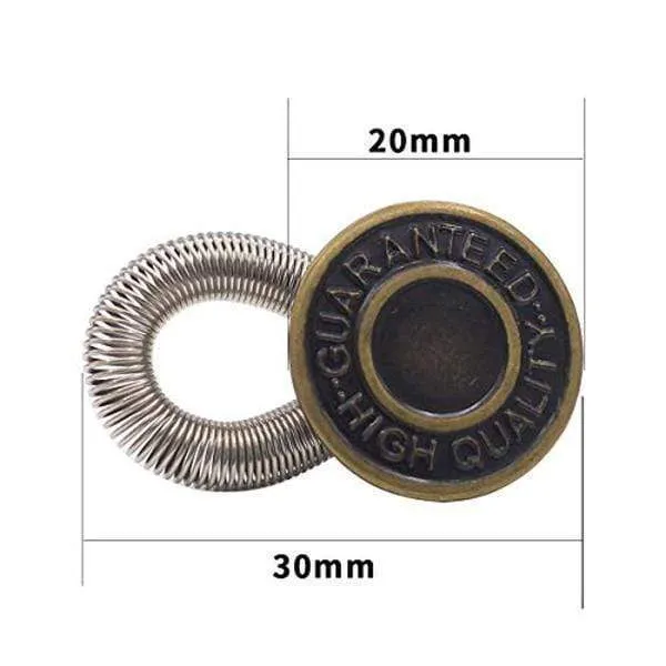 6pcs Unisex Jeans Pants Instant Fix Waist Extender Metal Freedom Elastic Buttons