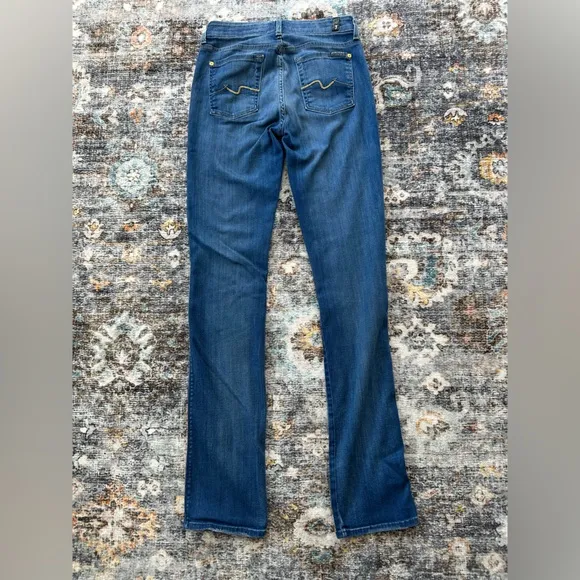 7 For All Mankind Low Rise Kimmie Straight Jeans Medium Wash - Size 28