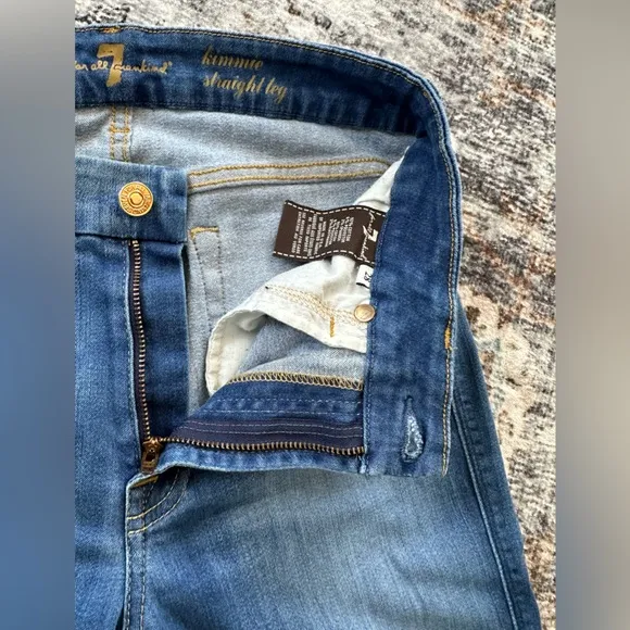 7 For All Mankind Low Rise Kimmie Straight Jeans Medium Wash - Size 28
