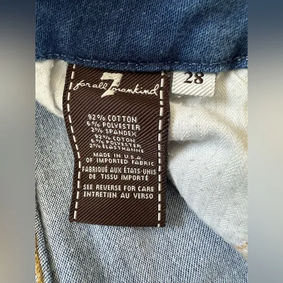 7 For All Mankind Low Rise Kimmie Straight Jeans Medium Wash - Size 28