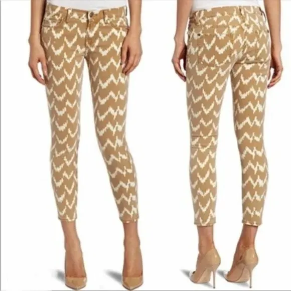 7 For All Mankind The Cropped Skinny In Toffee Ikat Skinny Jeans Women's Size 31
