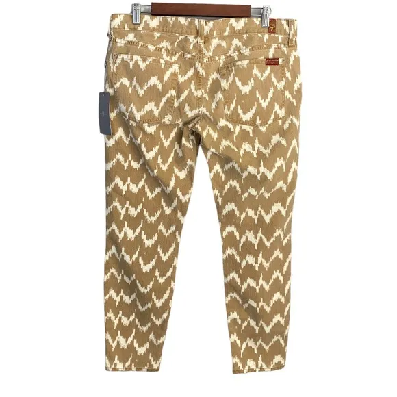 7 For All Mankind The Cropped Skinny In Toffee Ikat Skinny Jeans Women's Size 31