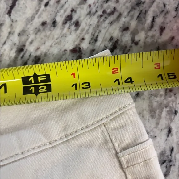 7 Seven for All Mankind Beige Slim Straight Crop Raw Hem Jeans High Rise Sz 4