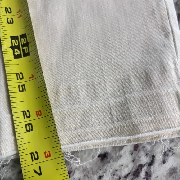 7 Seven for All Mankind Beige Slim Straight Crop Raw Hem Jeans High Rise Sz 4