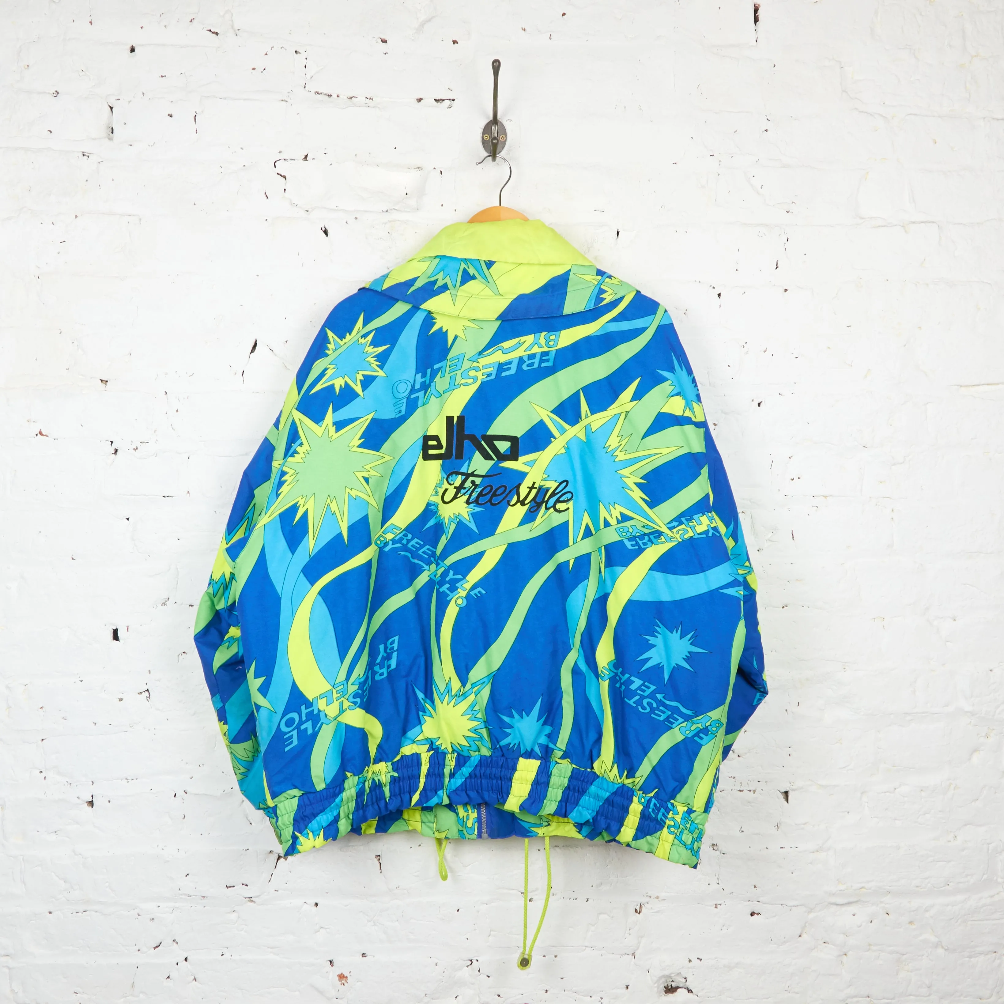 90s Pattern Ski Jacket - Blue/Green - XL