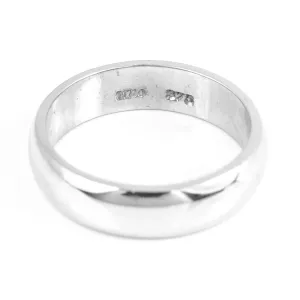 9ct White Gold D Shape Polished 6mm Band Wedding Ring
