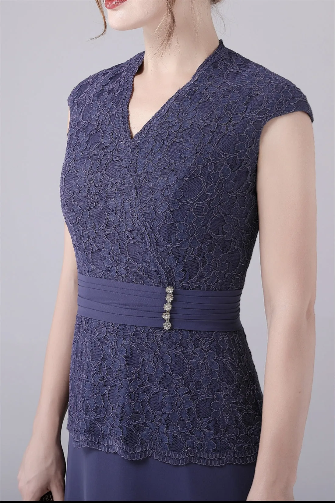 A-Line V-neck Floor Length Sleeveless Vintage mother's dress