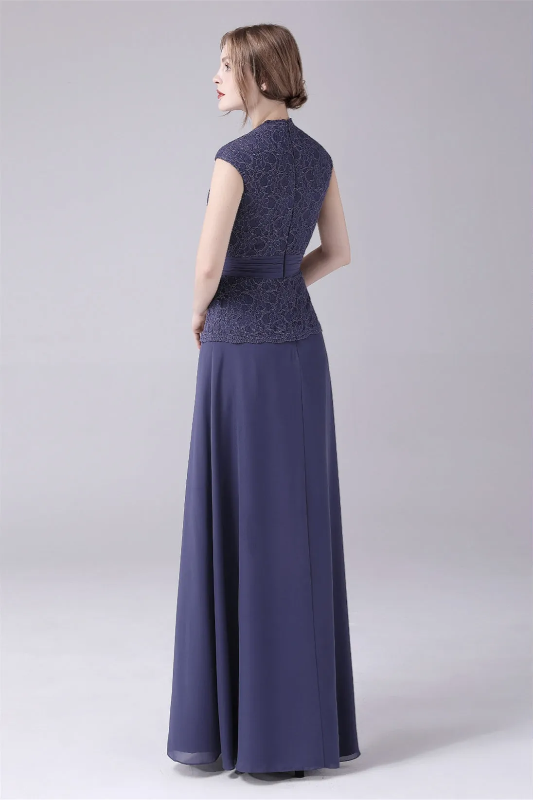 A-Line V-neck Floor Length Sleeveless Vintage mother's dress