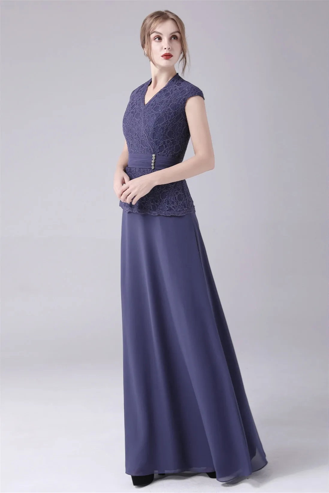 A-Line V-neck Floor Length Sleeveless Vintage mother's dress