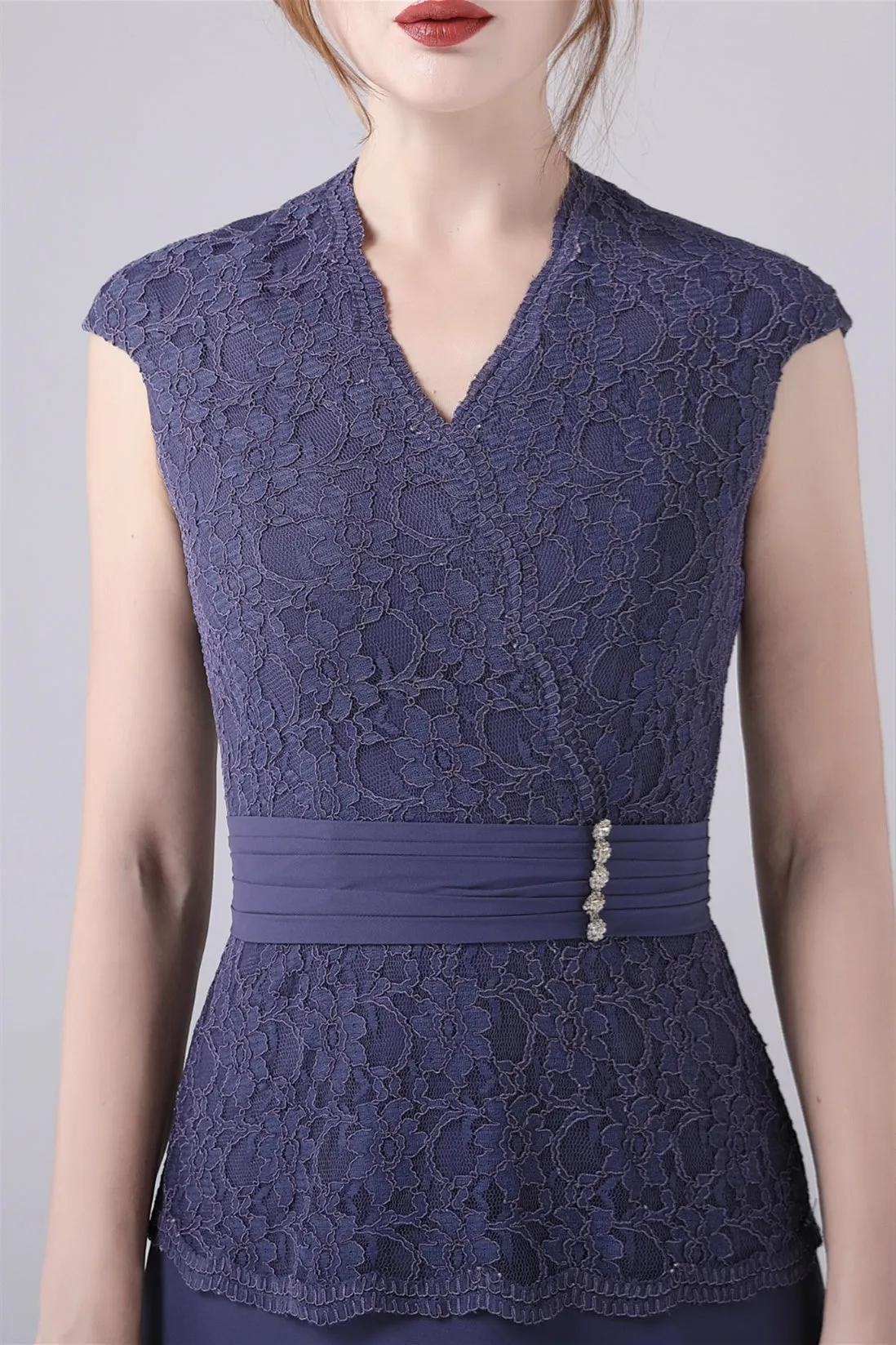 A-Line V-neck Floor Length Sleeveless Vintage mother's dress