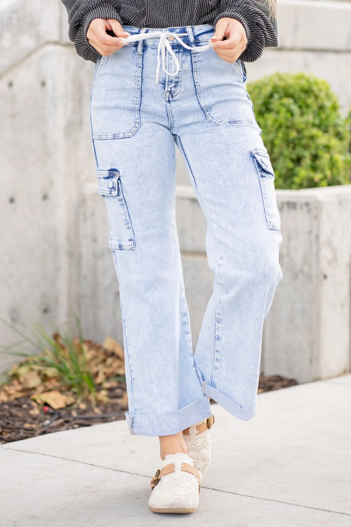 Acid High Rise Wide Leg Cargo