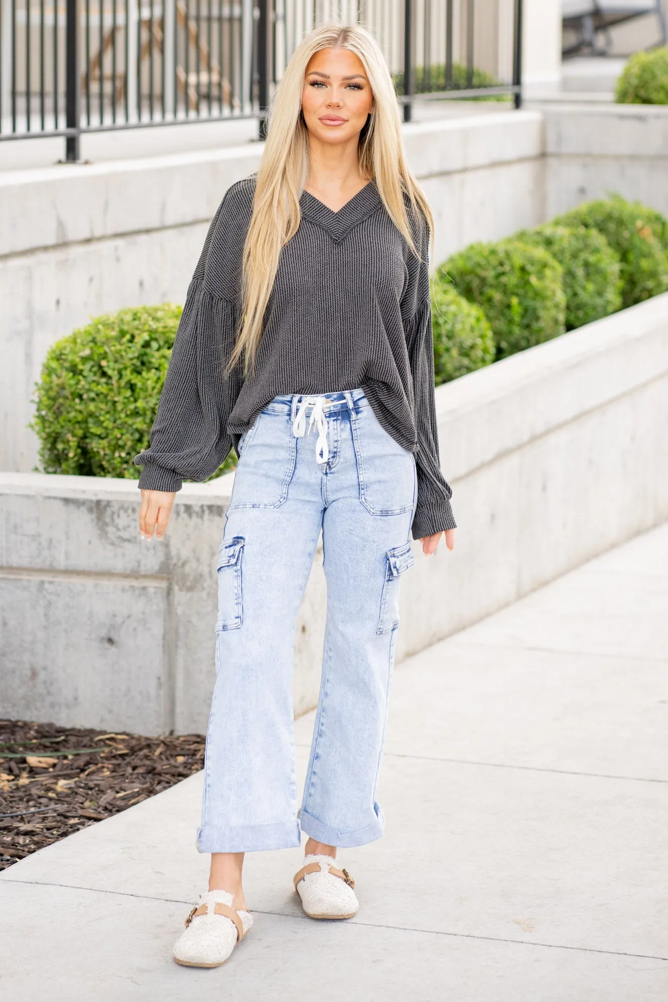 Acid High Rise Wide Leg Cargo