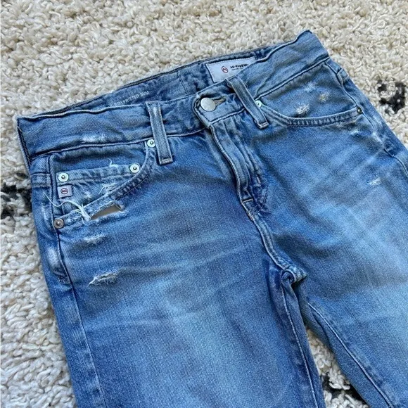 AG ADRIANO GOLDSCHMIED // Ex-Boyfriend Slim Jeans, Distressed Ripped Knee, 24R