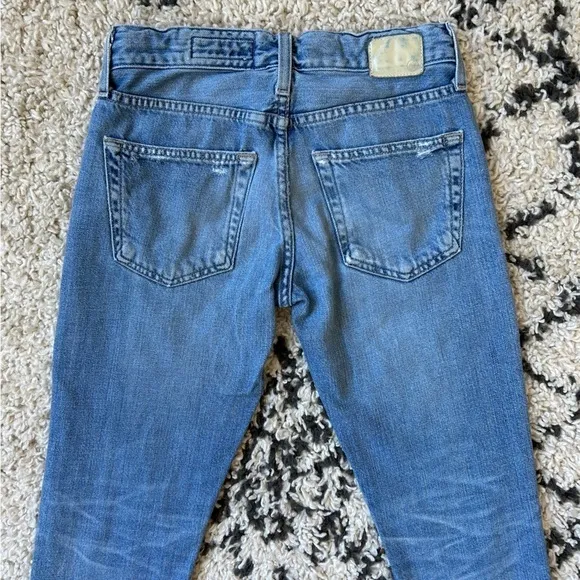 AG ADRIANO GOLDSCHMIED // Ex-Boyfriend Slim Jeans, Distressed Ripped Knee, 24R