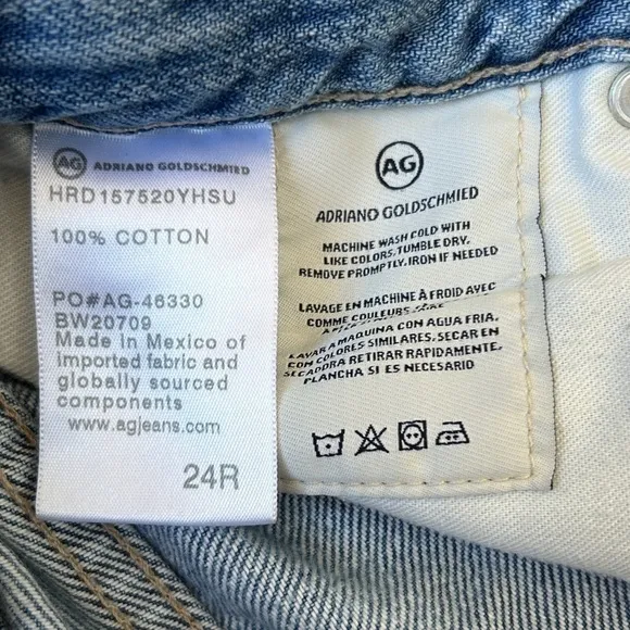 AG ADRIANO GOLDSCHMIED // Ex-Boyfriend Slim Jeans, Distressed Ripped Knee, 24R