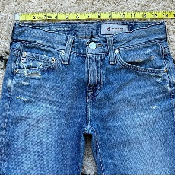 AG ADRIANO GOLDSCHMIED // Ex-Boyfriend Slim Jeans, Distressed Ripped Knee, 24R