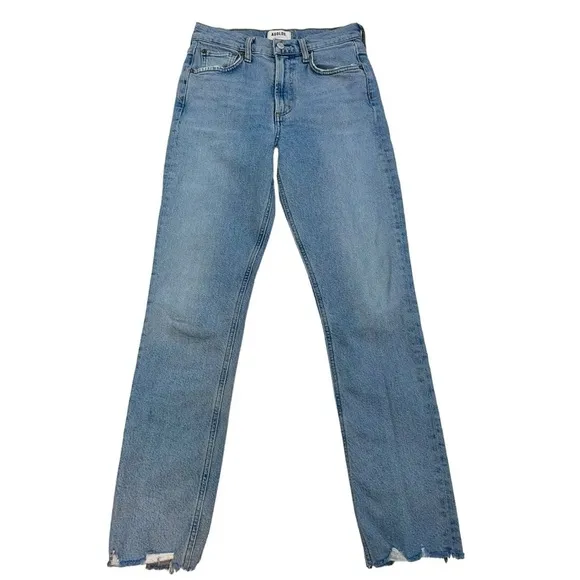 Agolde Merrel Straight Ankle Jeans Womans Size 24 Medium Wash Raw Hem