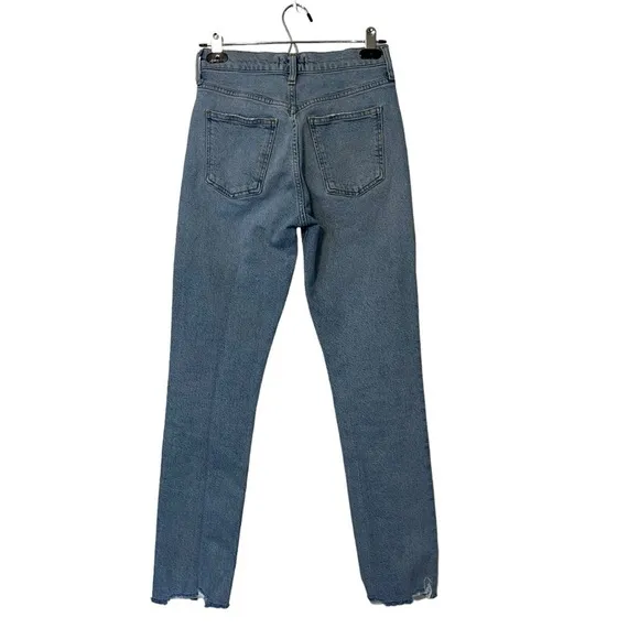 Agolde Merrel Straight Ankle Jeans Womans Size 24 Medium Wash Raw Hem