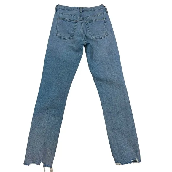 Agolde Merrel Straight Ankle Jeans Womans Size 24 Medium Wash Raw Hem
