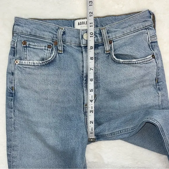 Agolde Merrel Straight Ankle Jeans Womans Size 24 Medium Wash Raw Hem