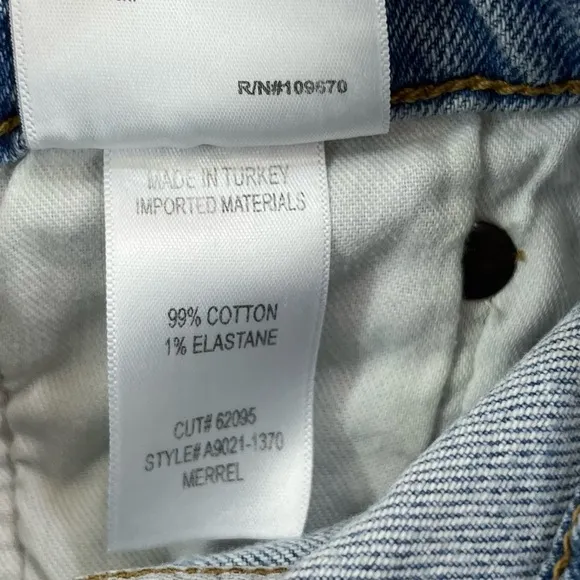 Agolde Merrel Straight Ankle Jeans Womans Size 24 Medium Wash Raw Hem